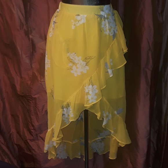 ** a•n•d e a w y Summer Floral Print Skirt Yellow - Picture 6 of 8